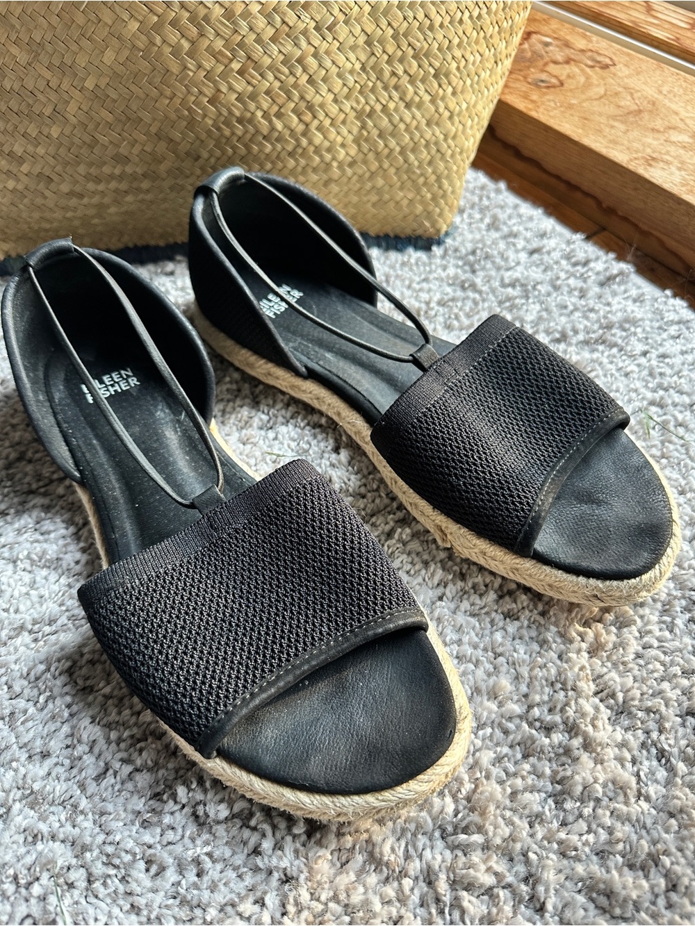 Eileen Fisher Black Espadrille Sandals